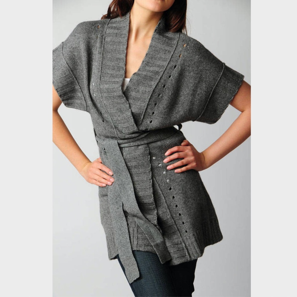 James Perse Short Sleeve Cashmere/Wool Cardigan XS